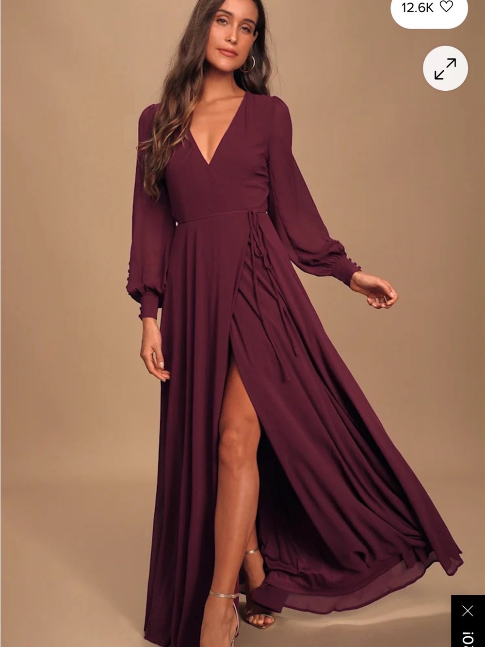 NWT Lulu's My Whole Heart maxi wrap dress in plum XS